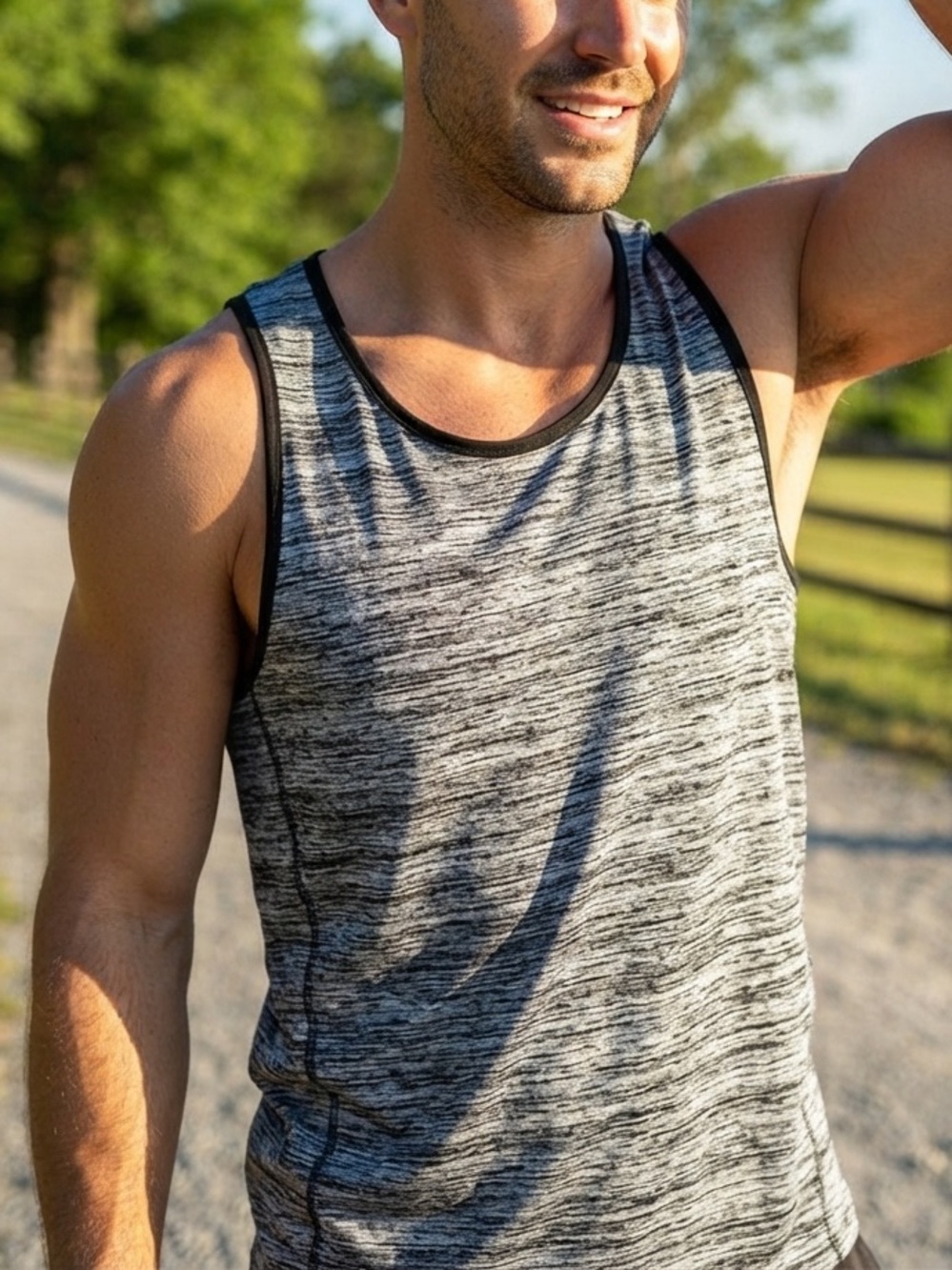 EUC Russel Athletic Heather Gray Black Trim Athletic Tank Top Men L Large Sport